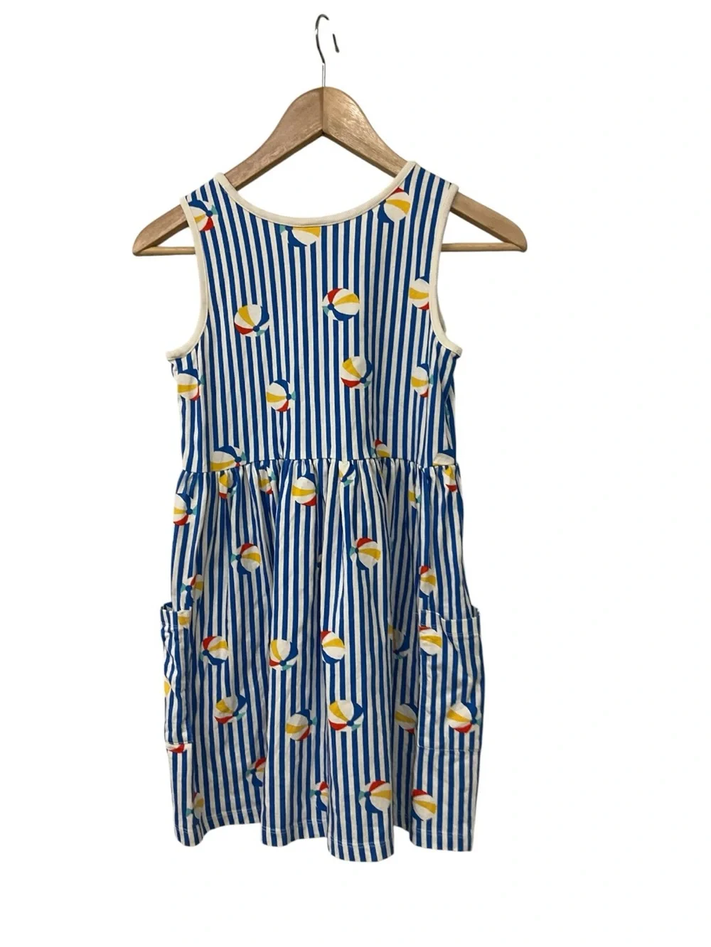 Hanna Andersson Beach Ball Stripe Sleeveless Dress Girls 140 Cm US 10